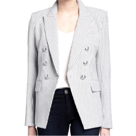 Joie Double Breasted Striped Seersucker Blazer Small - Picture 1 of 11
